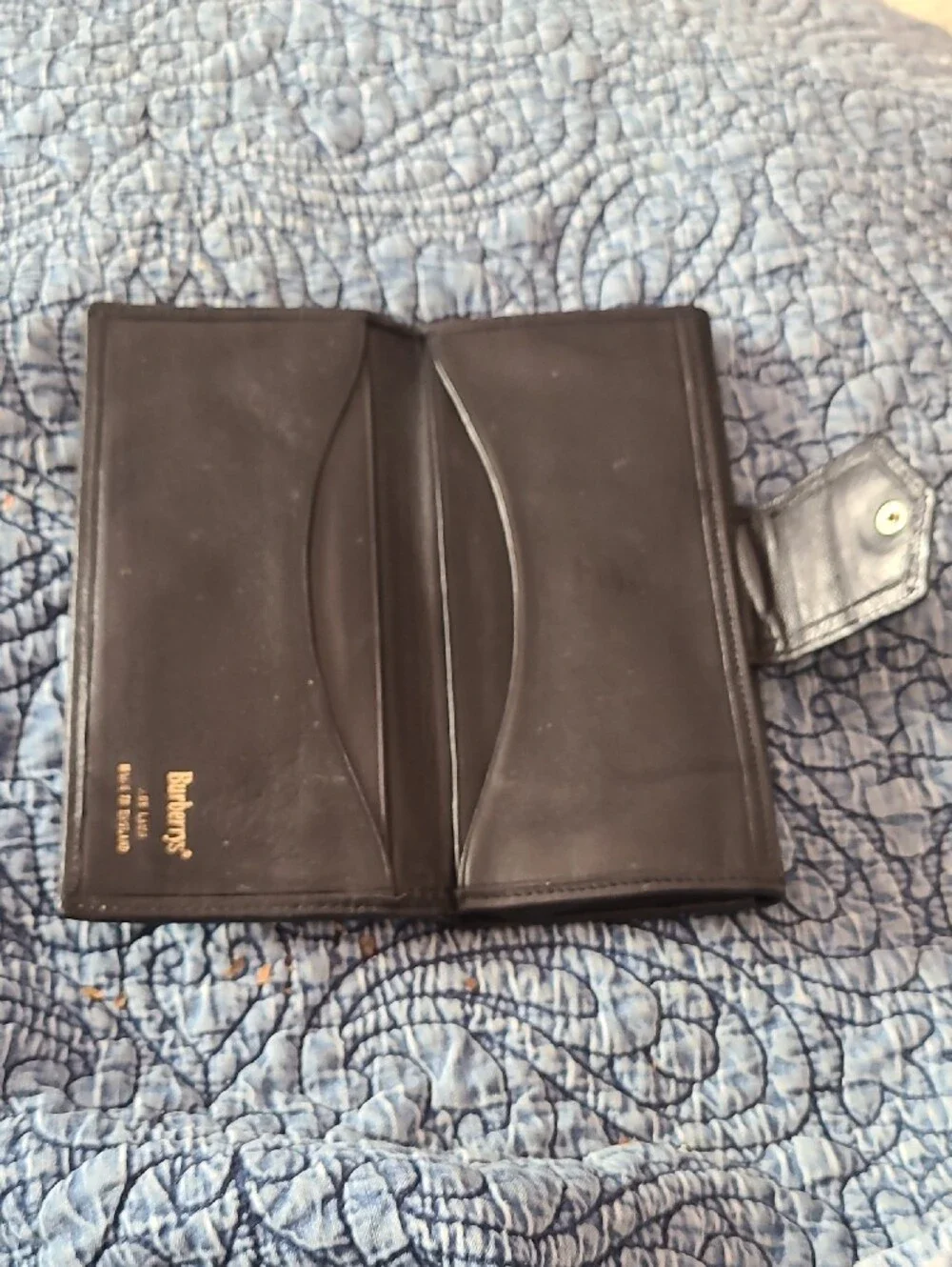 Burberry Beige Plaid Card Holder with Black Trim